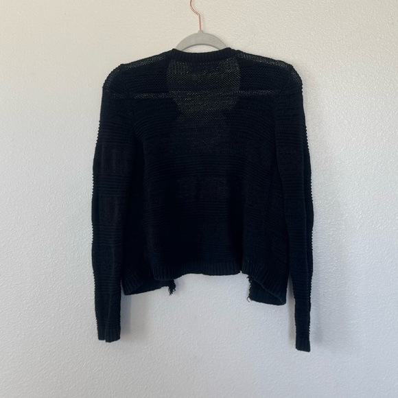 Loft Ann Taylor Open Knot Front Lite Cardigan Sweater Fringe Cotton MP - Picture 3 of 7